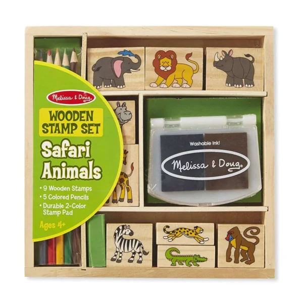 Wooden Safari Animals Stamp Set