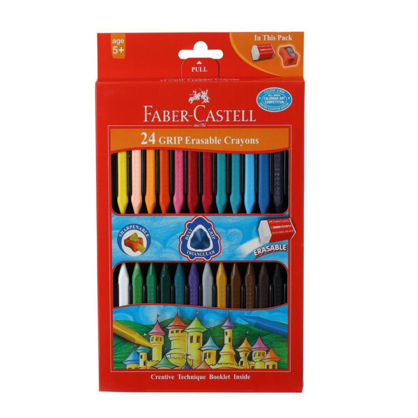 Faber-Castell Grip Erasable Crayon Set – Pack of 24