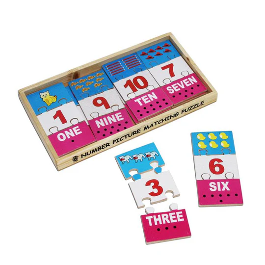 Skillofun Wooden Number Picture Matching Puzzle Strips