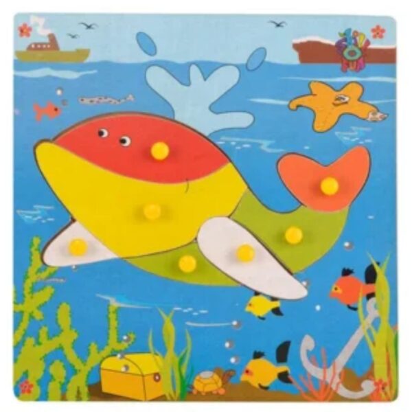 Age 2+ Skillofun Wooden Theme Puzzle Standard Whale Knobs