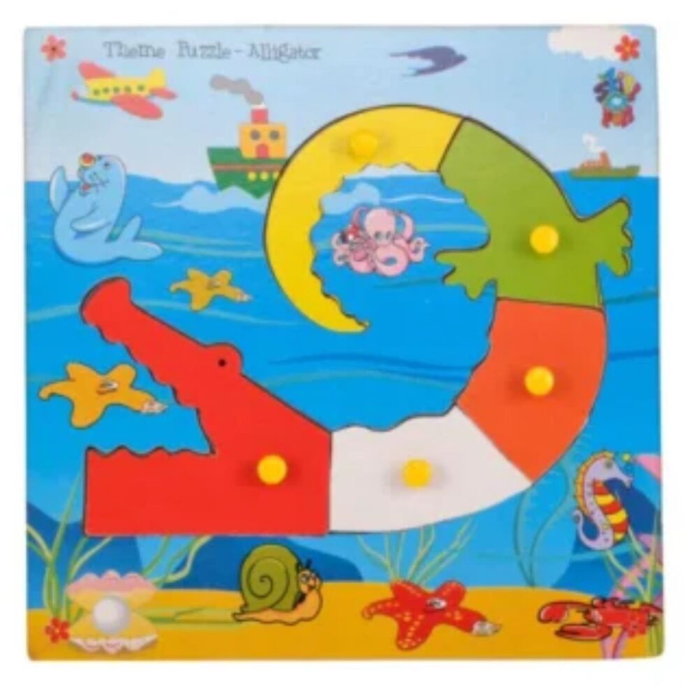 Age 2+ Skillofun Wooden Theme Puzzle Standard Alligator Knobs