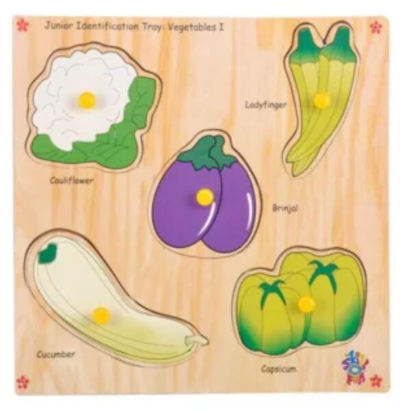 Age 2+ Skillofun Wooden Junior Identification Tray Vegetables I with Knobs