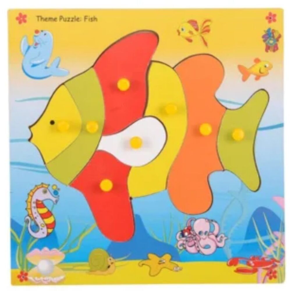 Age 2+ Skillofun Wooden Theme Puzzle Standard Fish Knobs