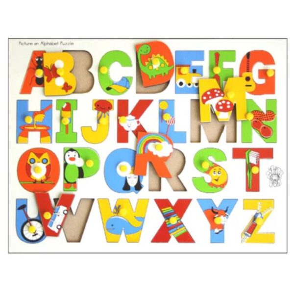 Age 2+ Skillofun Wooden Picture On Alphabet Tray with Knobs