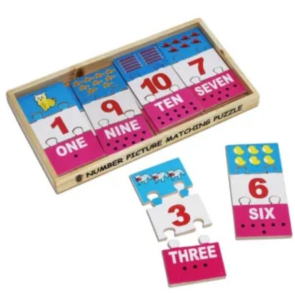 Age 2+ Skillofun Wooden Number Picture Matching Puzzle Strips