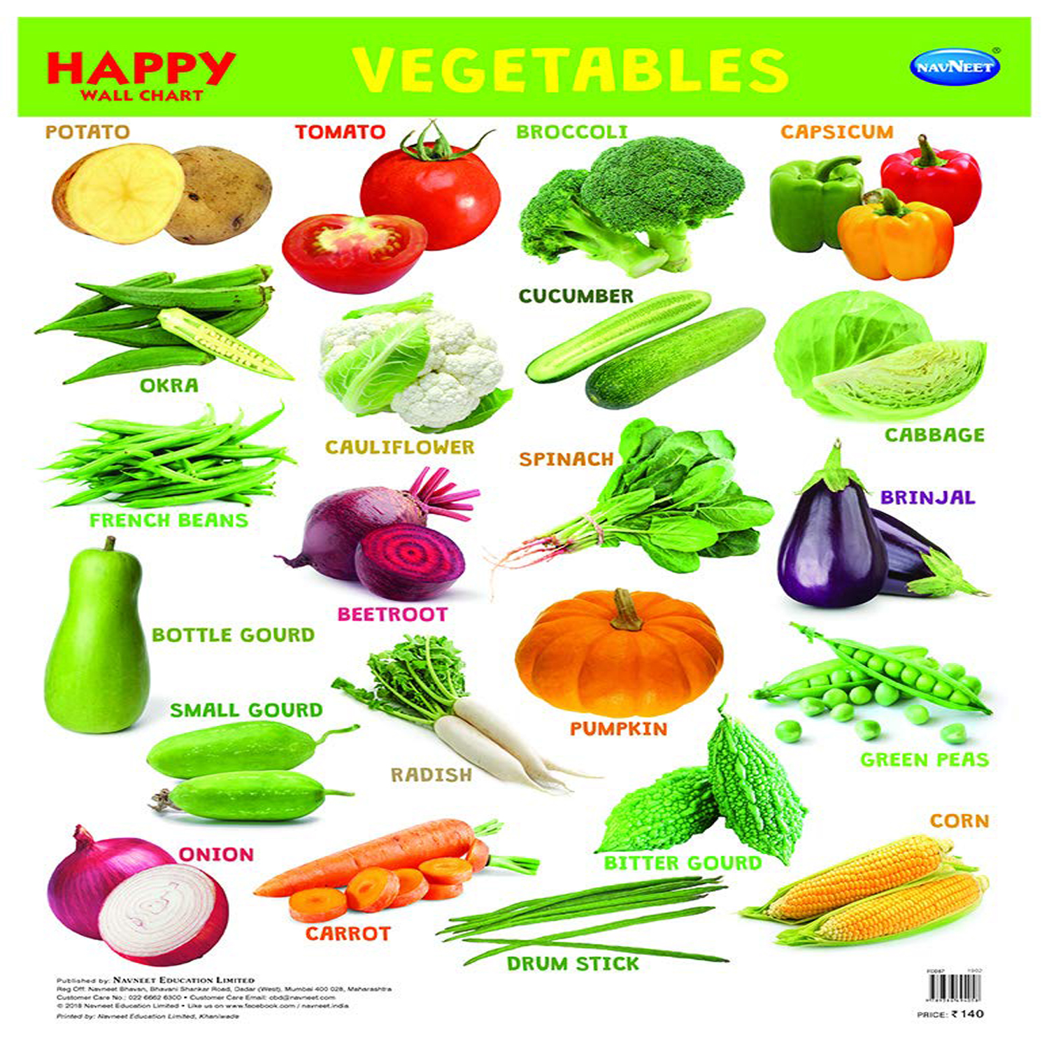 Navneet Happy Wall Chart Vegetables Wall Chart Manoj Stores
