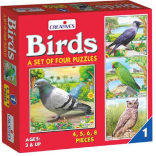 Age 3+ Creative Bird Puzzles A Set of Four Puzzles