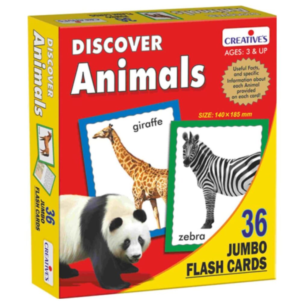Age 3+ Creatives Discover Animals- Jumbo Flash cards