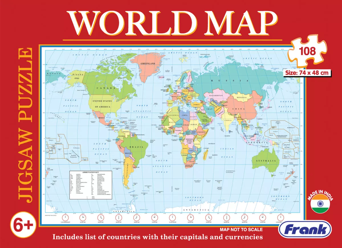 Frank World Map - Giant Sized 108 Pcs Jigsaw Puzzle