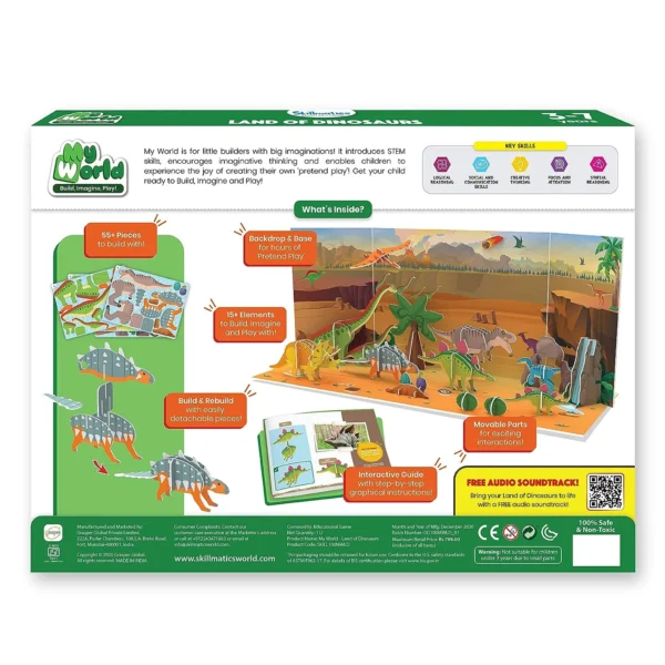 Age 3-7 Skillmatics My World: Land of Dinosaurs | STEM Building Toy