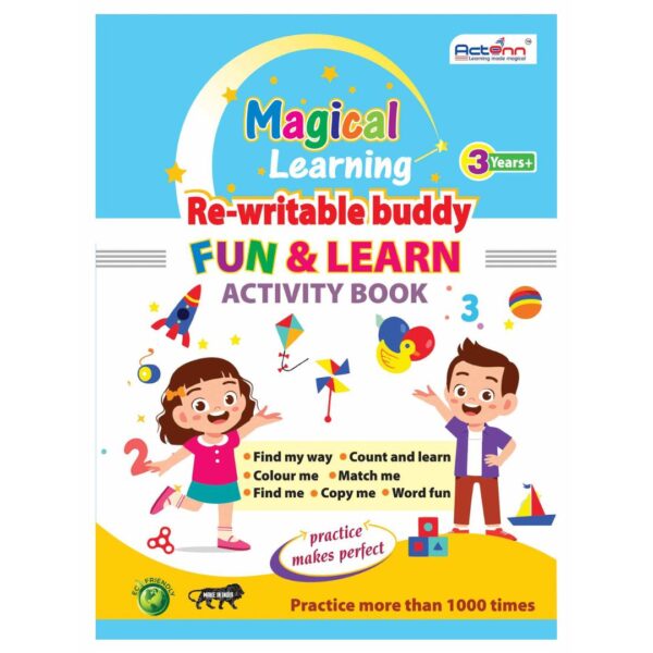 Age 3+ Actonn Re-Writable Buddy Fun & Learn Activity Book