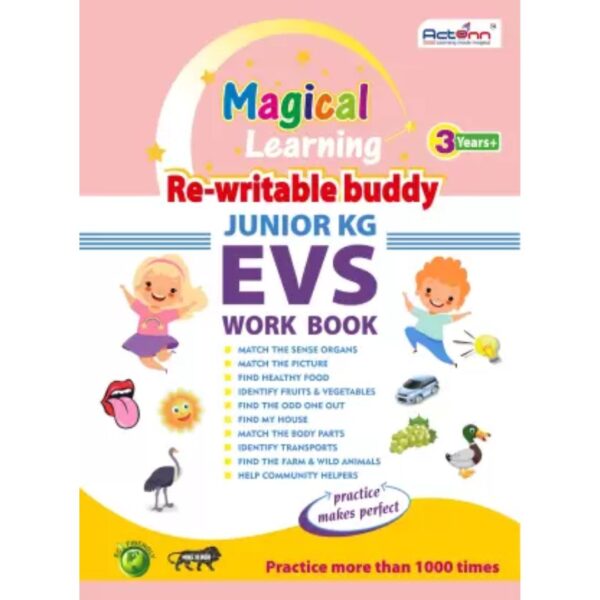 Age 3+ Actonn Re-Writable Buddy Jr. KG EVS Workbook