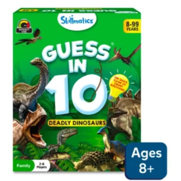 Age 8+ Skillmatics Guess in 10: Deadly Dinosaurs Card Game