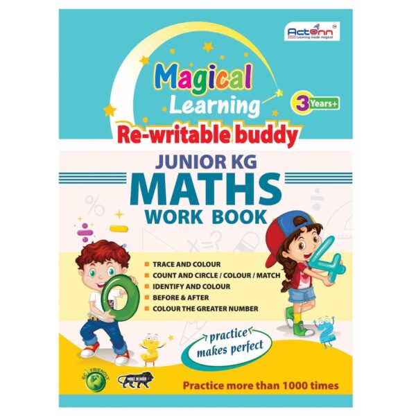 Age 3+ Actonn Re-Writable Buddy Jr. KG Maths Workbook