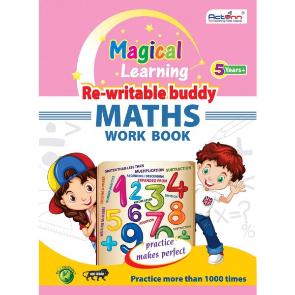 Age 4+ Actonn Re-Writable Buddy Maths Work Book