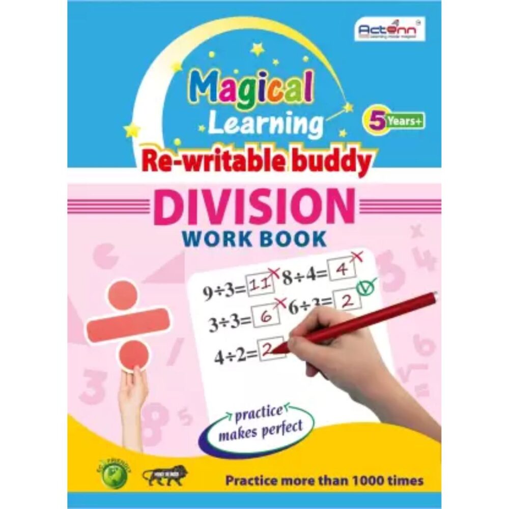 Age 4+ Actonn Re-Writable Buddy Division Work Book