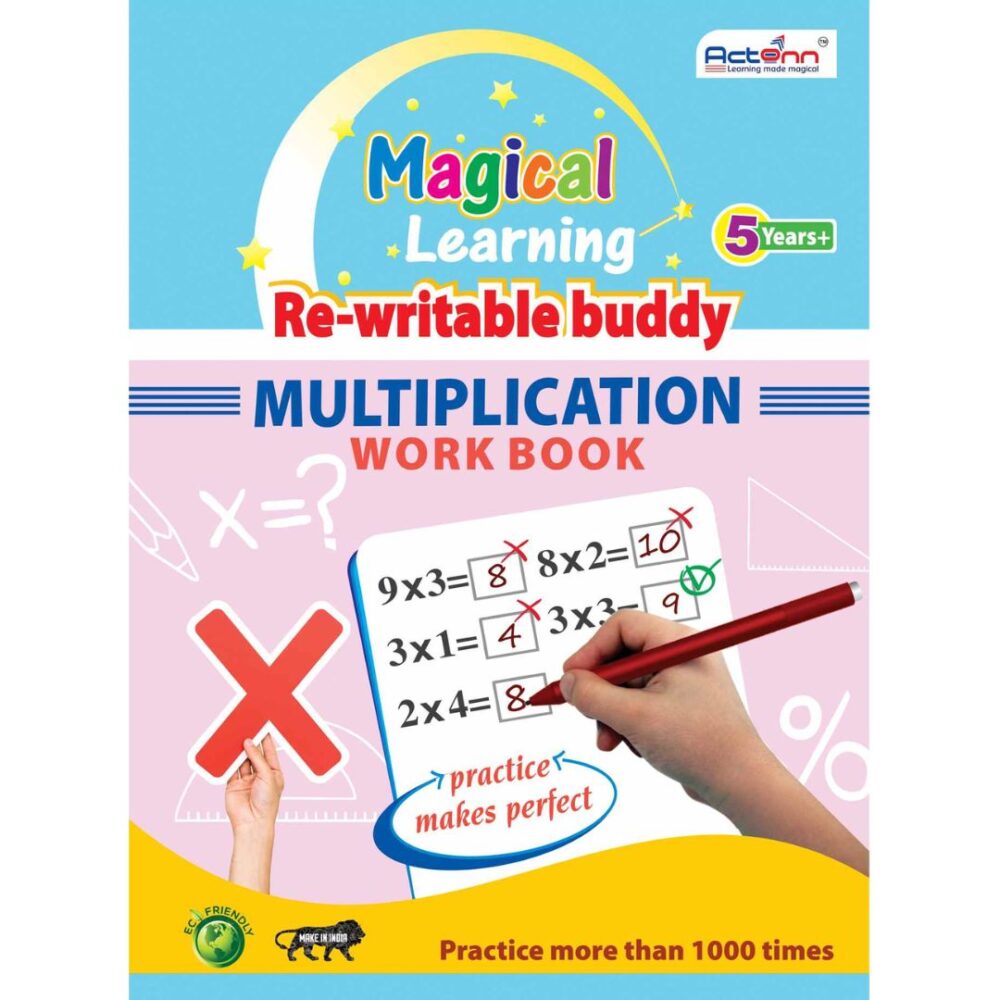 Age 4+ Actonn Re-Writable Buddy Multiplication Work Book