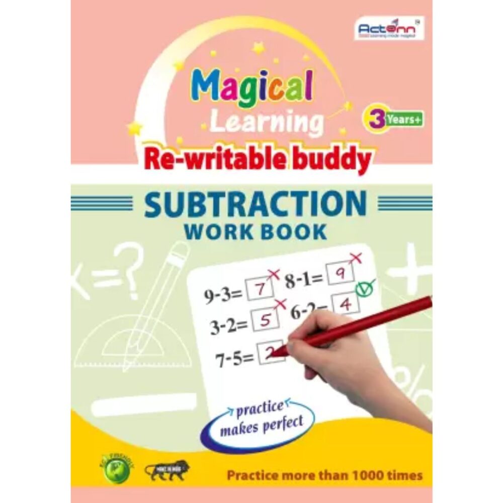 Age 3+ Actonn Re-Writable Buddy Subtraction Work Book