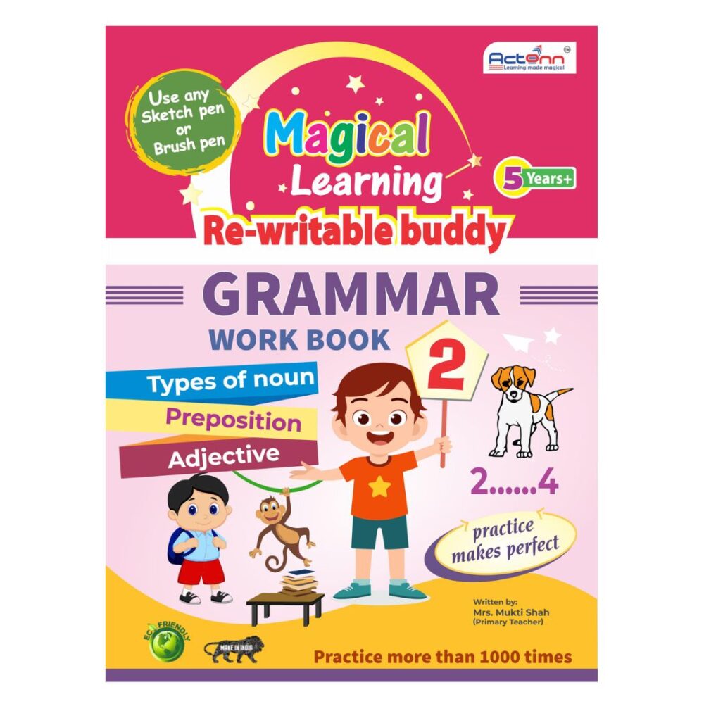 Age 3+ Actonn Re-Writable Buddy English Grammar Workbook 2