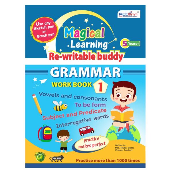 Age 3+ Actonn Re-Writable Buddy English Grammar 1 Workbook