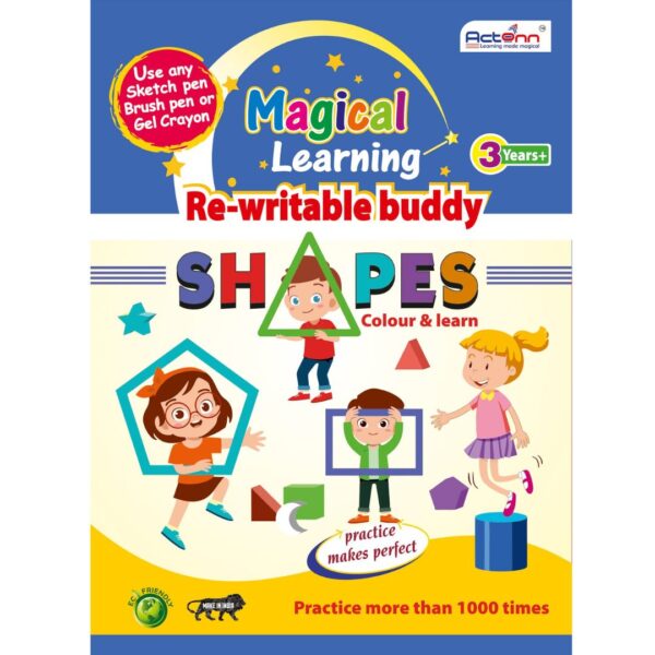 Age 3+ Actonn Re-Writable Buddy Colour & Learn Shapes