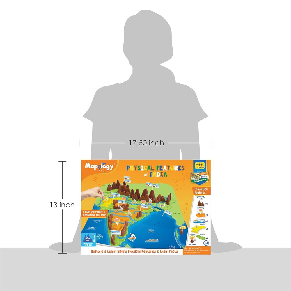 Alternative view of Imagimake Kid's Mapology - Physical Features of India Learn 50+ Geographical Features Like Mountains, Rivers, Plateaus Educational Toy and Learning Aid Puzzles