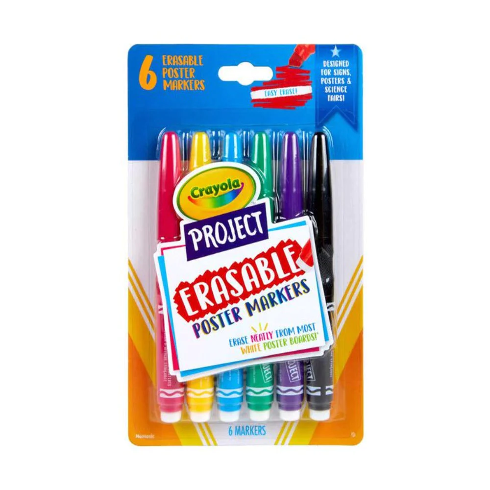 Age : 6 Years+ Crayola Project Erasable Poster Markers, 6 ct.