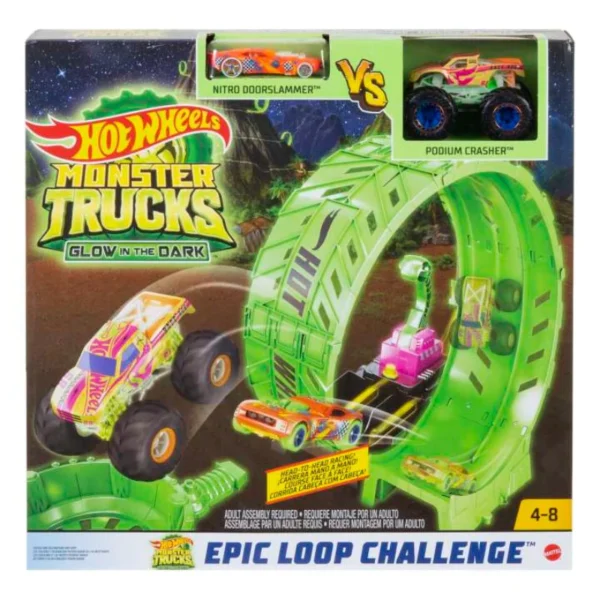 Age 4+Hot Wheels Monster Trucks Glow-In-The Dark Epic Loop Challenge Playset