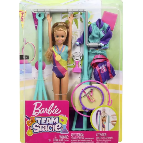 Age 3+ Barbie Doll Team Stacle Gymnastics Playset