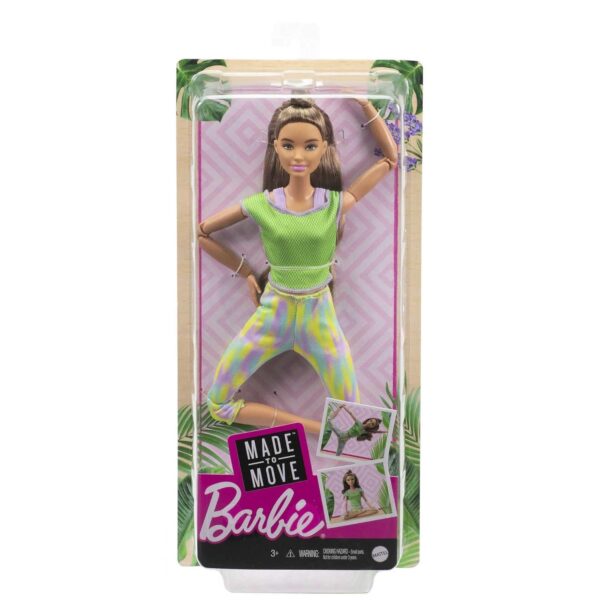 Age 3+ Barbie GXF05 Made to Move Doll with Green Dress