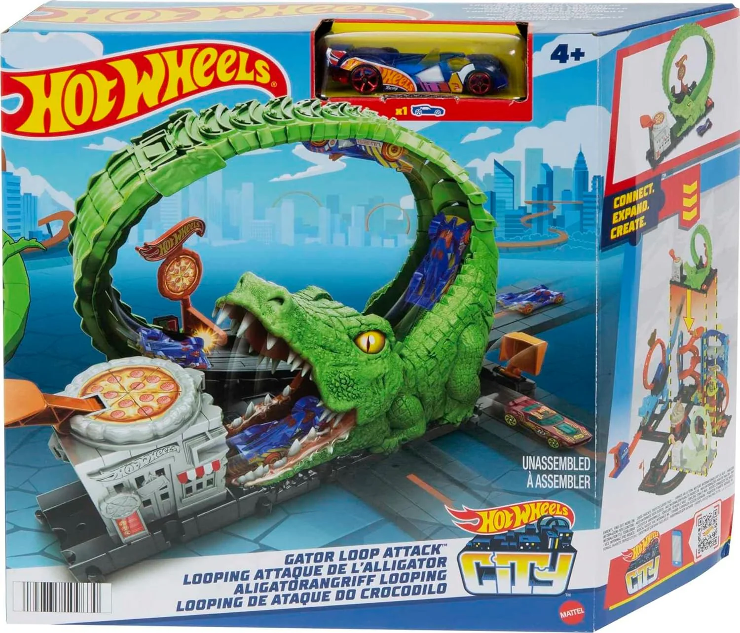 Hot Wheels Toy Car Track Set Gator Loop Attack Playset