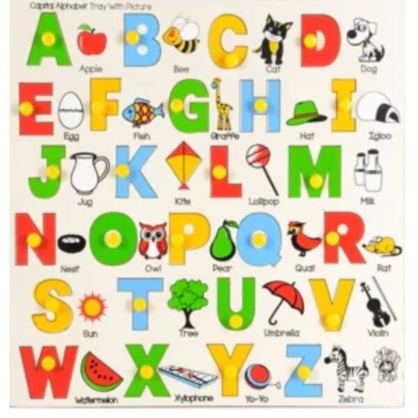 Age 2+ Skillofun Wooden Capital Alphabet Tray with Picture