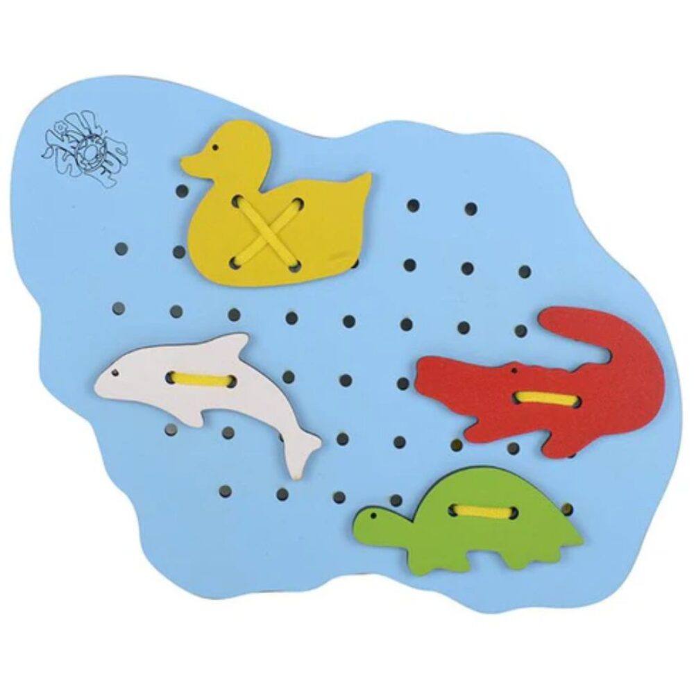 Age 2+ Skillofun Wooden Sewing Pond with Water Animals