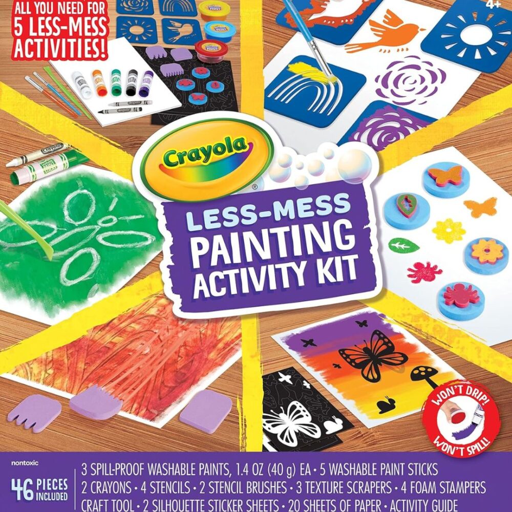 Age 4+ Crayola Less Mess Painting Activity Kit (46pcs) Washable