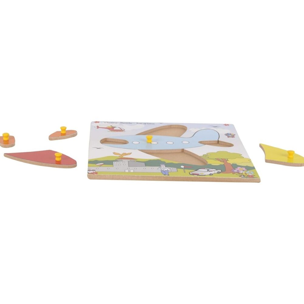 Age 2+ Skillofun Wooden Theme Puzzle Aeroplane Knobs