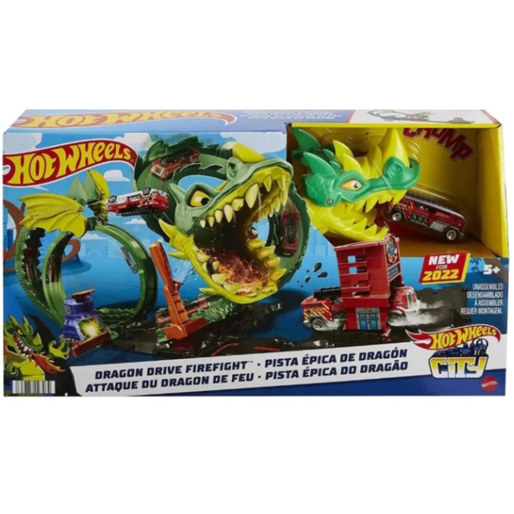 Age 5+ Hot Wheels City Dragon Drive Firefight Playset