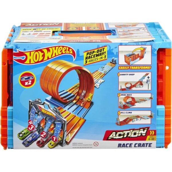 Age 6+ Hot Wheels Action Race Crate With 3 Stunts in 1 Set