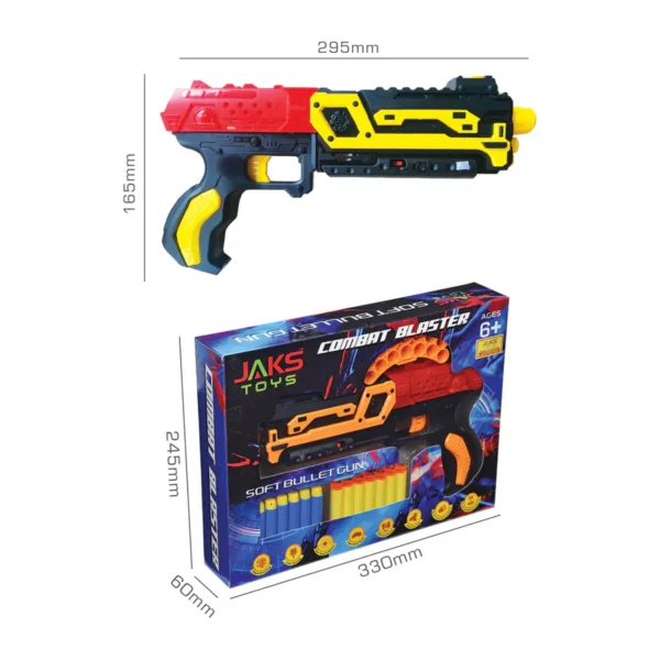 Jaks Toys - Combat Blaster Soft Foam Bullet Gun Set With Free Bullets, Bullet Holder - Multicolor
