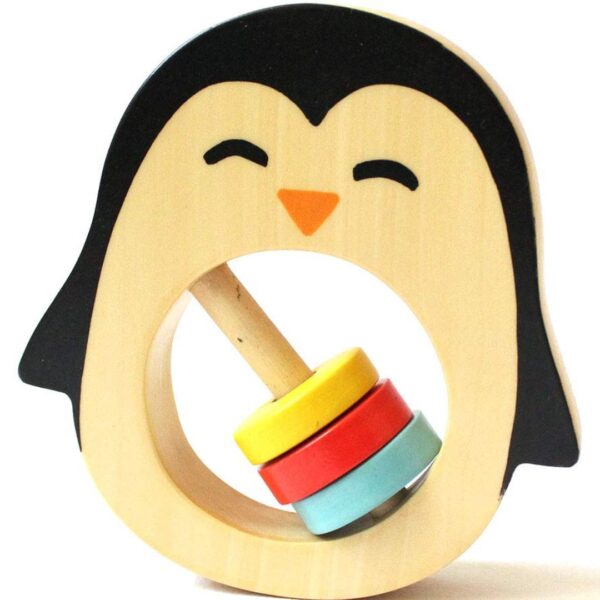 Age 6 Months+ Shumee Penguin Wooden Rattle