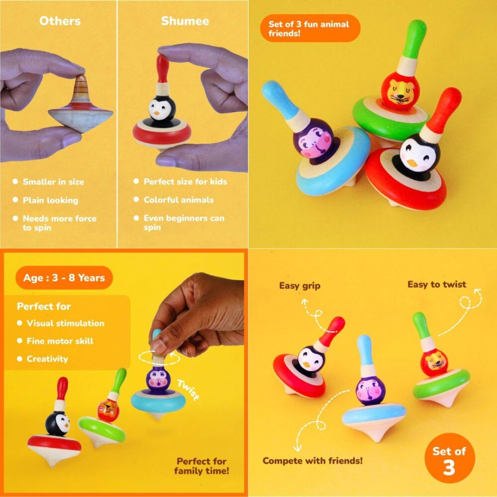 Age 3+ Shumee Animal Spin Top