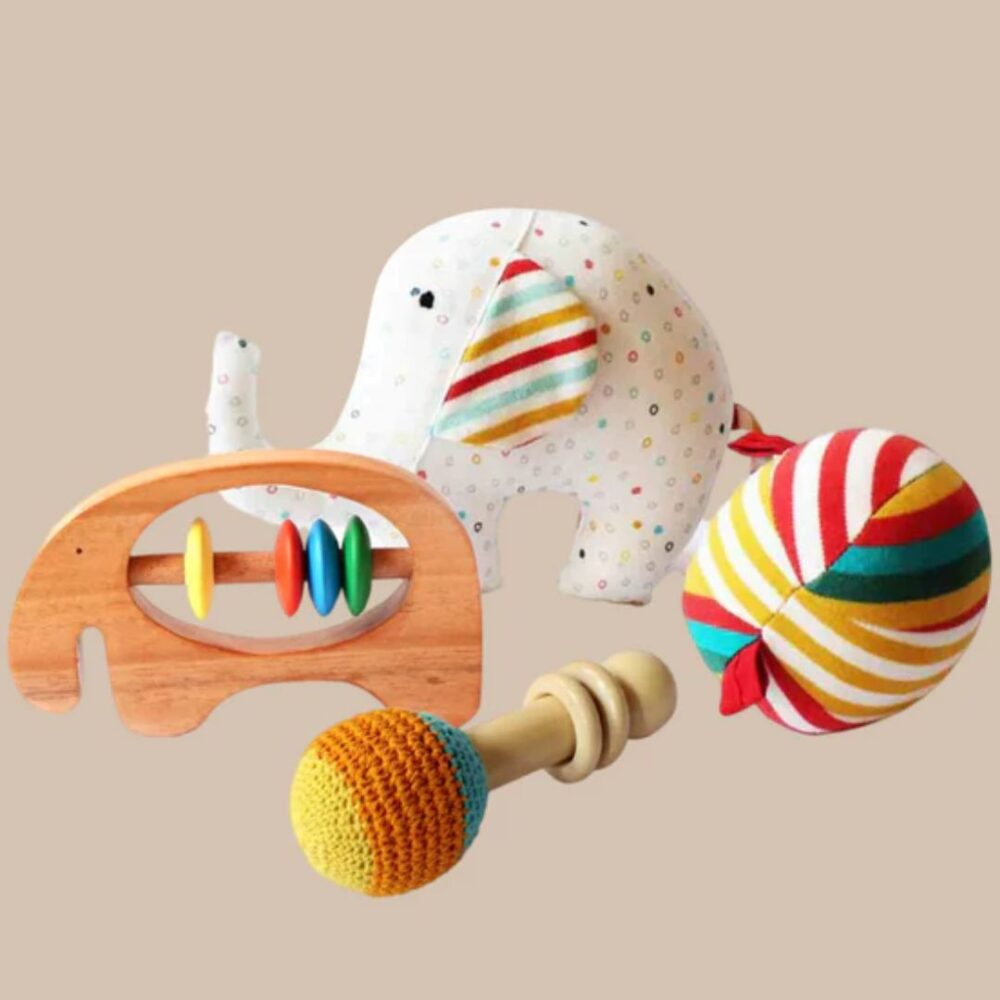 Age 1+ Shumee Favorite Wooden Rattle Combo