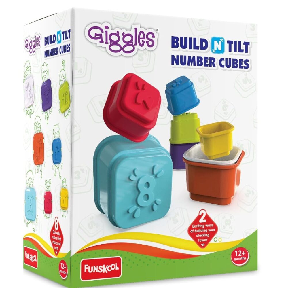 Age 1+ Giggles Build N Tilt Number Cubes