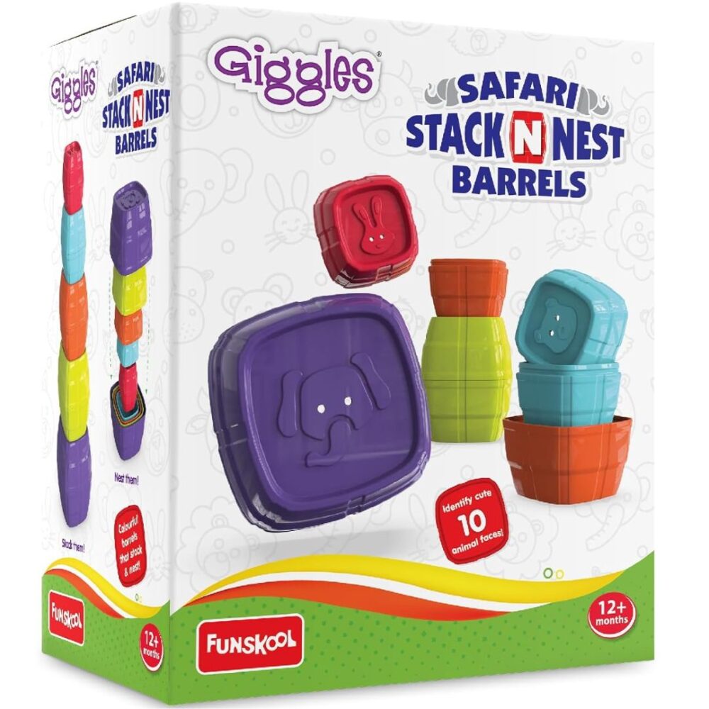 Age 1+ Giggles Safari Stack N Nest Barrels