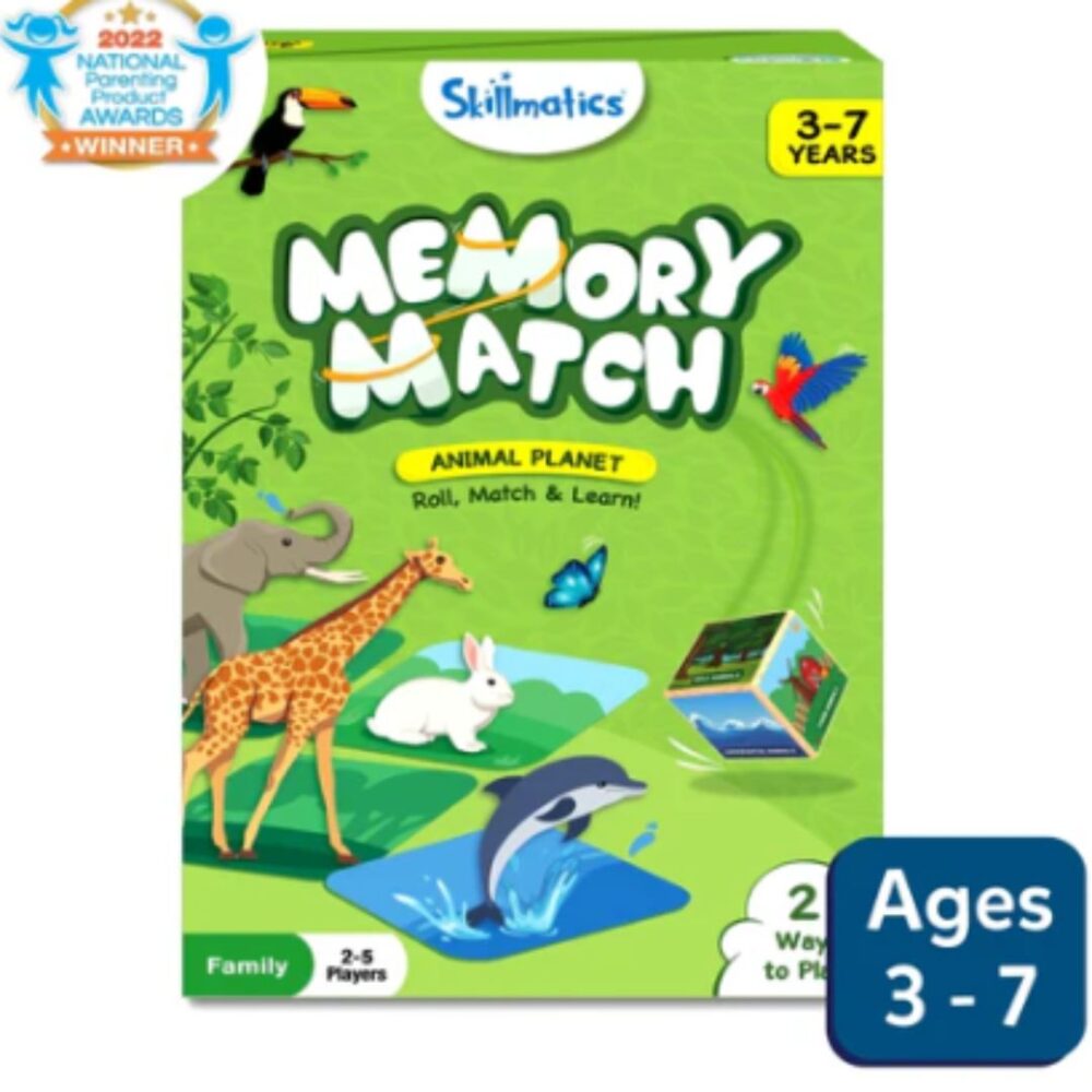 Age 3+ Skillmatics Memory Match Animal Planet Board Game