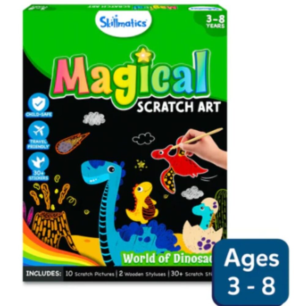 Age 3+ Skillmatics Magical Scratch Art World of Dinosaurs