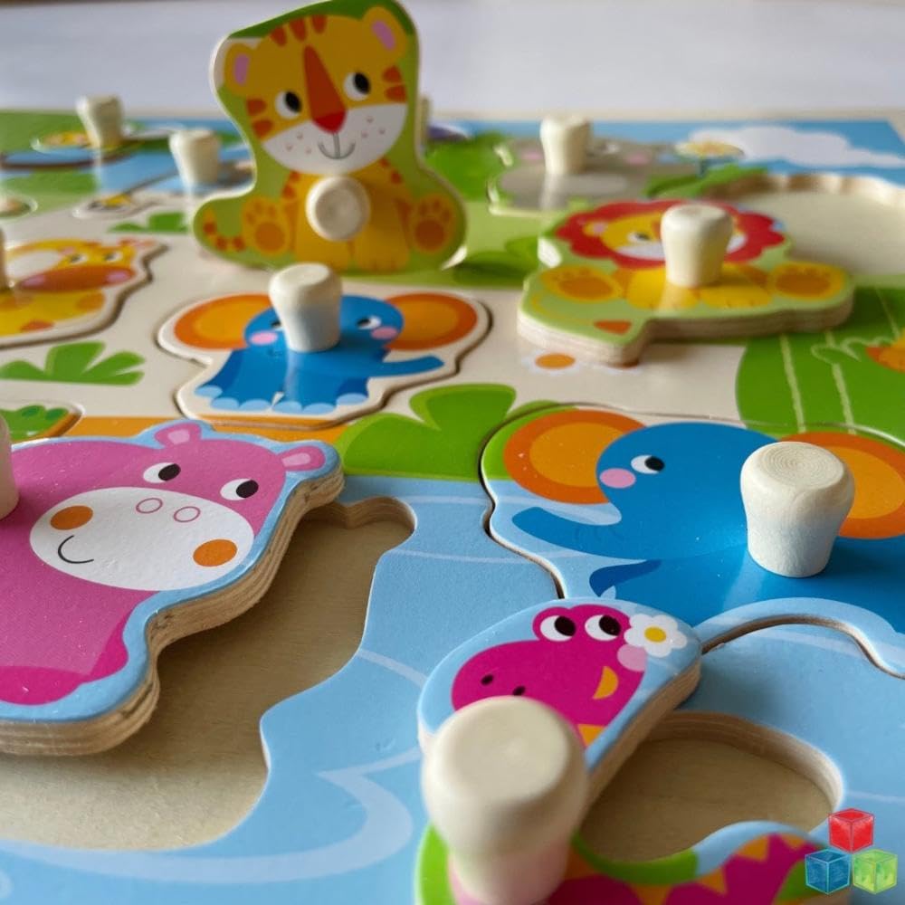 Age : 18 months+ Open Ended Giant Peg Puzzle - Jungle Animals - Image 4