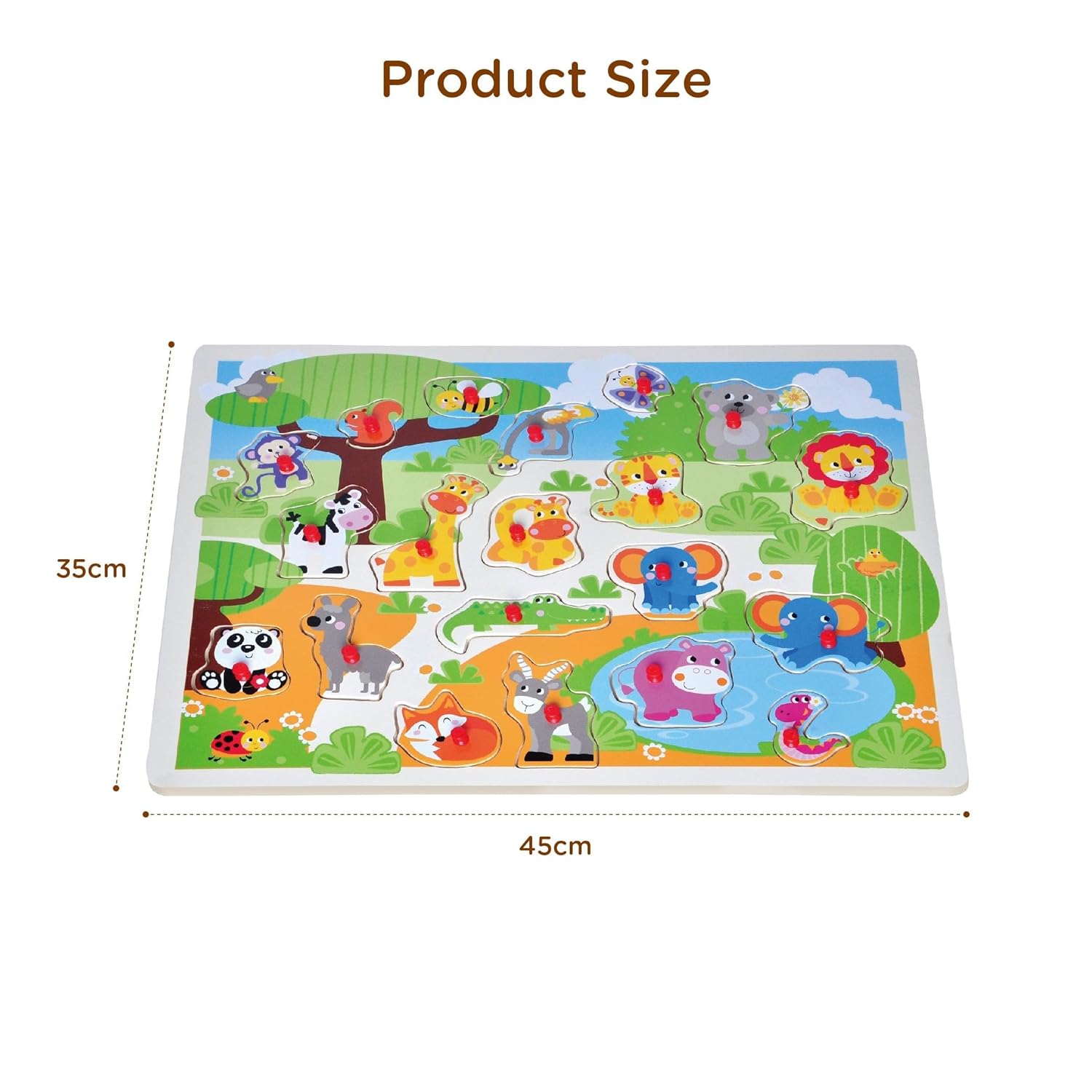 Age : 18 months+ Open Ended Giant Peg Puzzle - Jungle Animals - Image 8