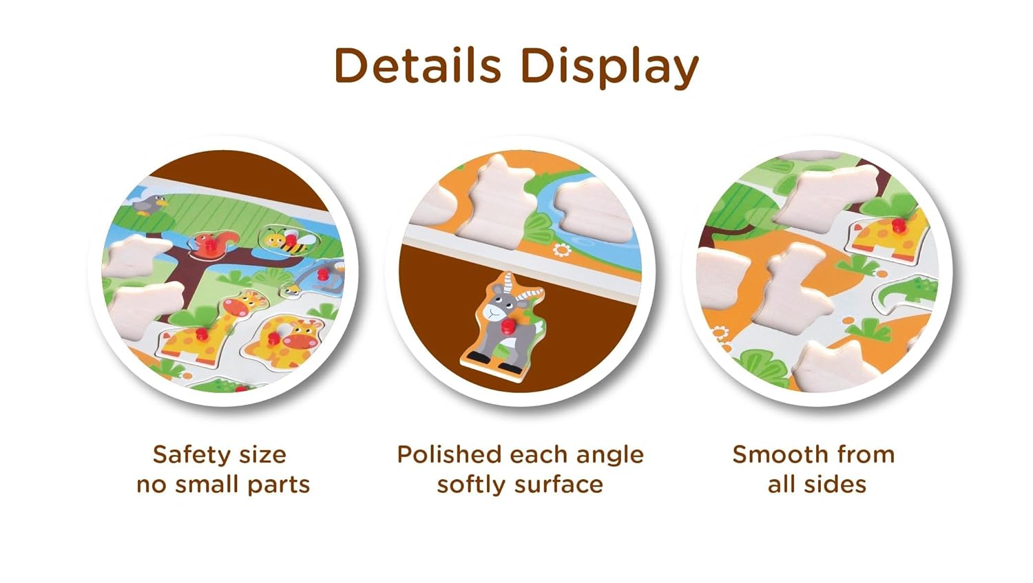 Age : 18 months+ Open Ended Giant Peg Puzzle - Jungle Animals - Image 6