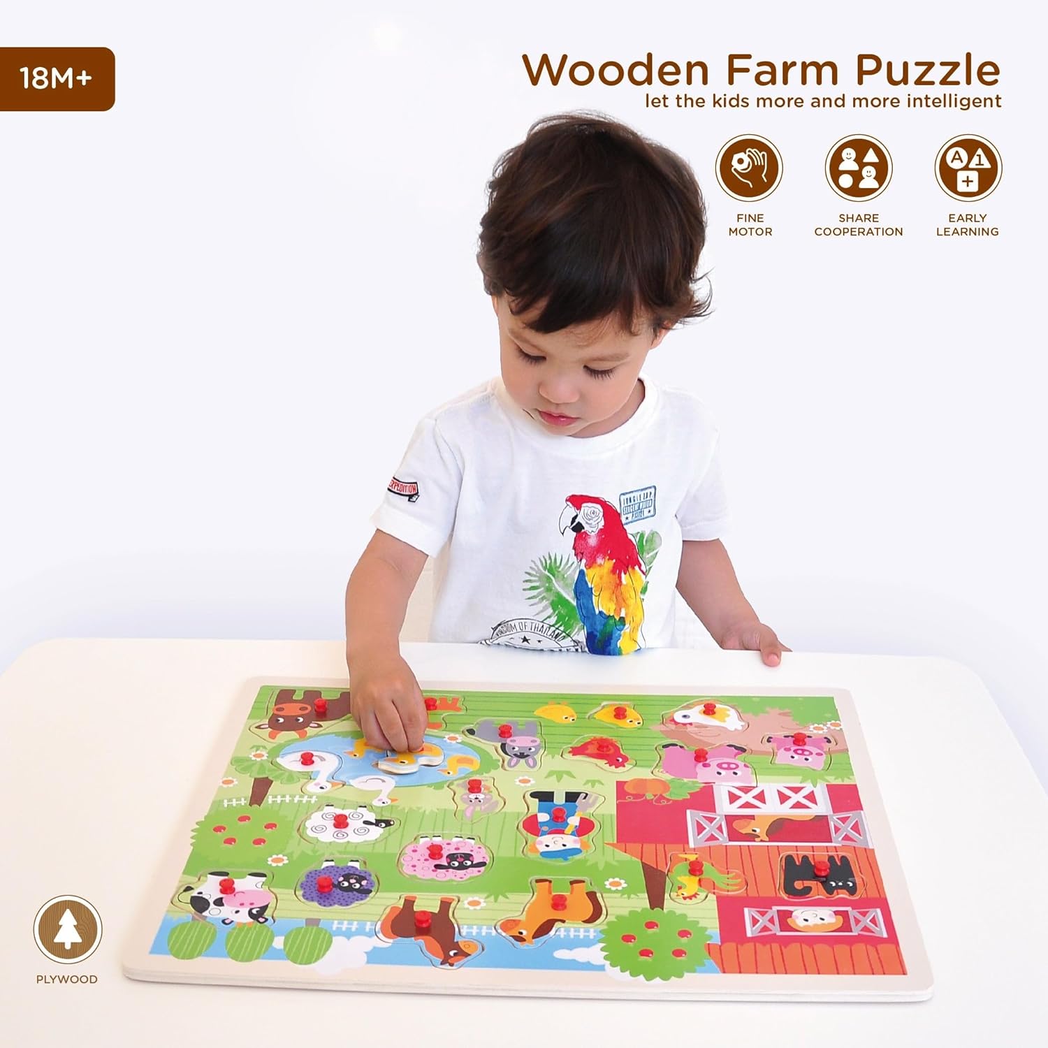 Age : 18 months+ Open Ended Giant Peg Puzzle - Jungle Animals - Image 2