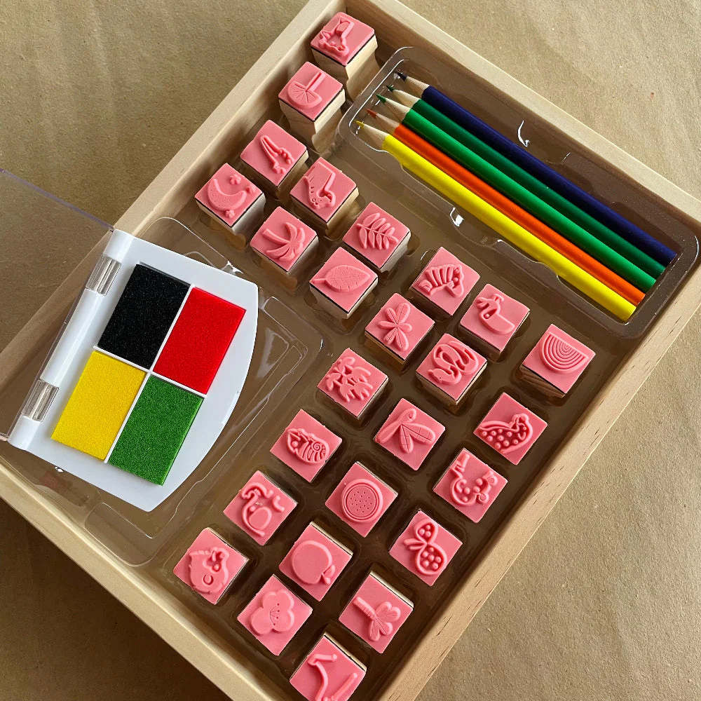 Age : 4 Years+ Open Ended My Wooden Stamp Kit - Jungle Safari - Image 3